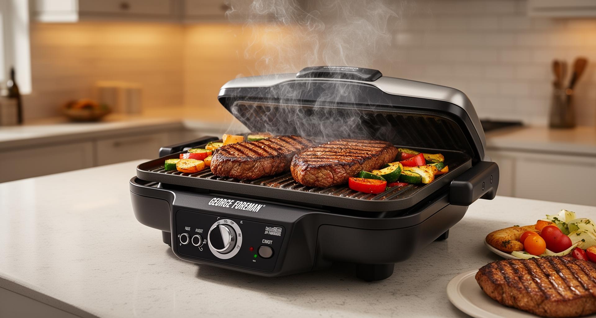 George Foreman grill in use