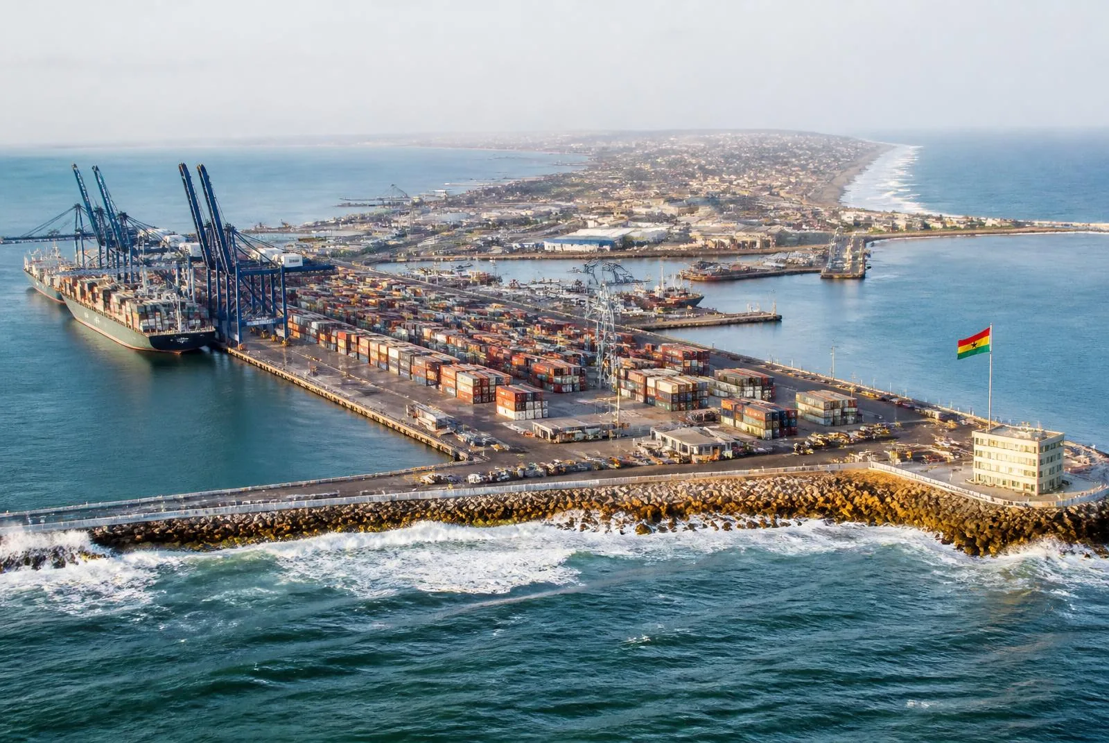 Container terminal operations at a seaport serving Ghanaian import traffic