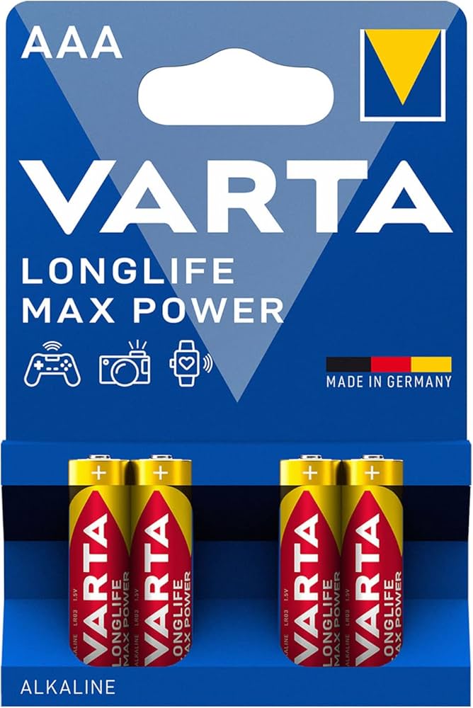 VARTA Longlife Max Power AAA alkaline batteries in retail blister pack